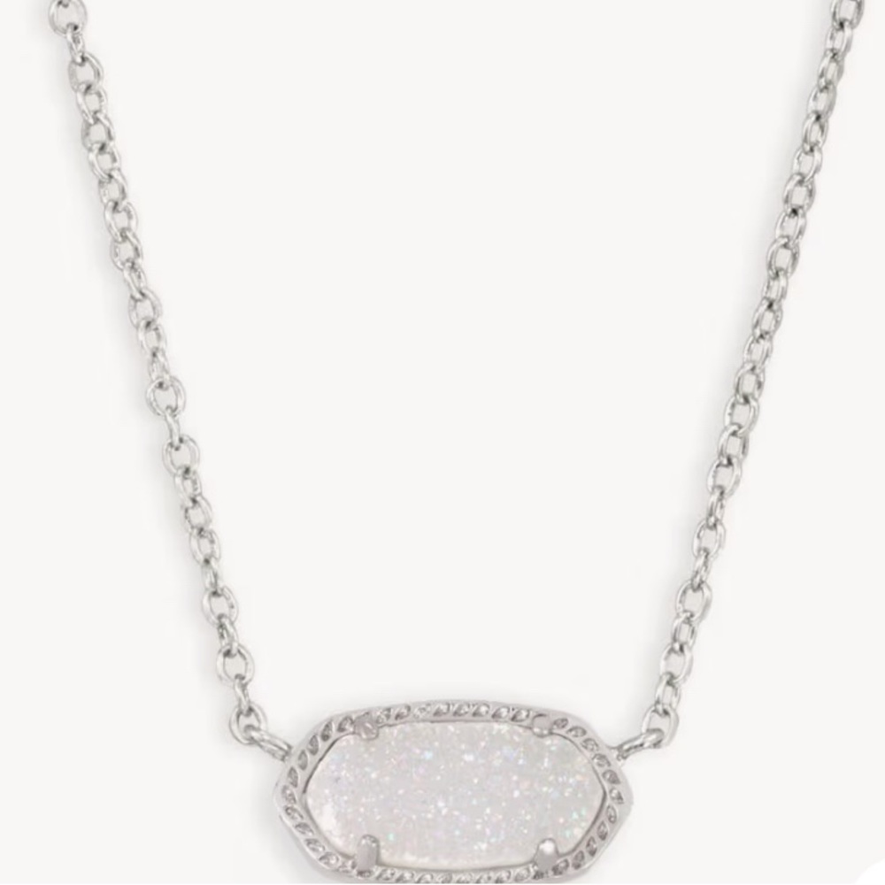Kendra Scott Elisa Silver Pendant Necklace in Iridescent Drusy-NWT
